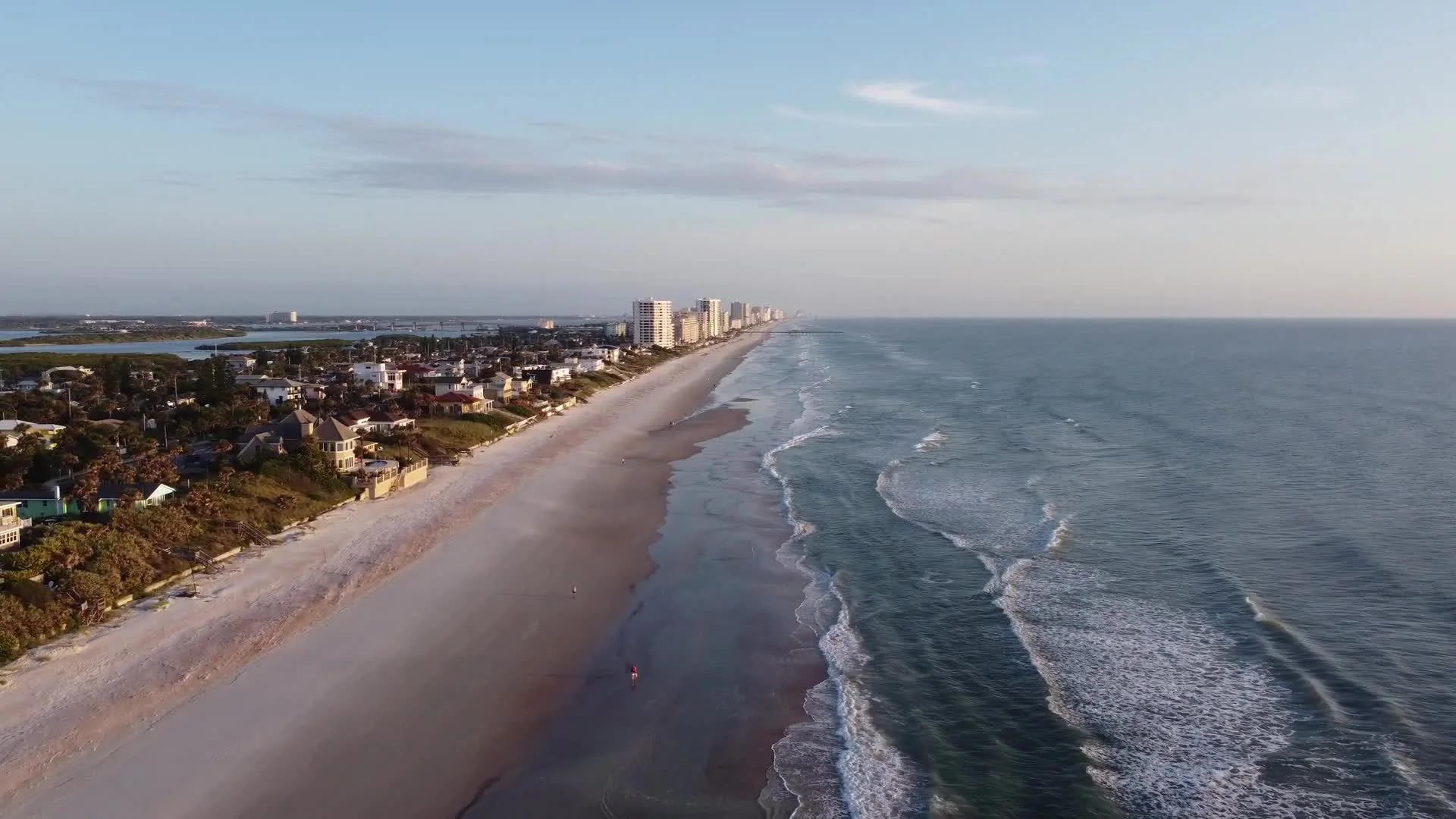 Aerial view of the coastline near Daytona Beach Shores, Florida